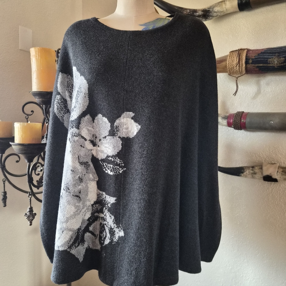 Chico's Floral Cape Poncho